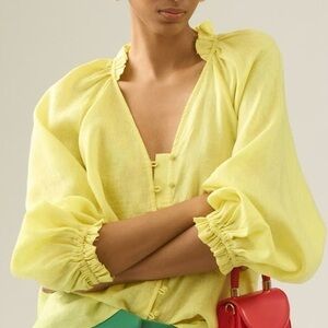 Maeve Audie Linen Blouse Yellow Sz S NWT